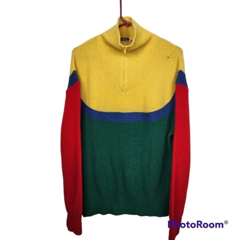 Vintage Chipie 1/4 Zip Mock Neck Wool/ Acrylic Blend Sweater Size Large